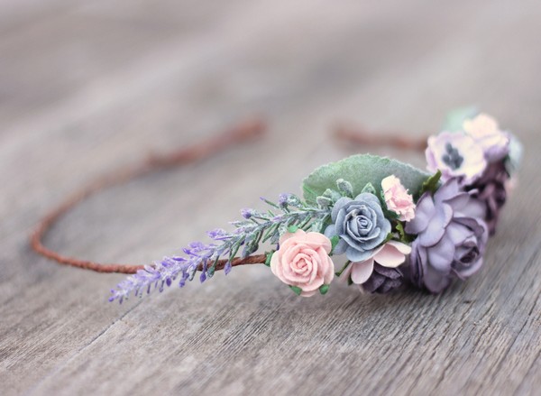 Plum Purple Flower Crown Lavender Boho Floral Crown 